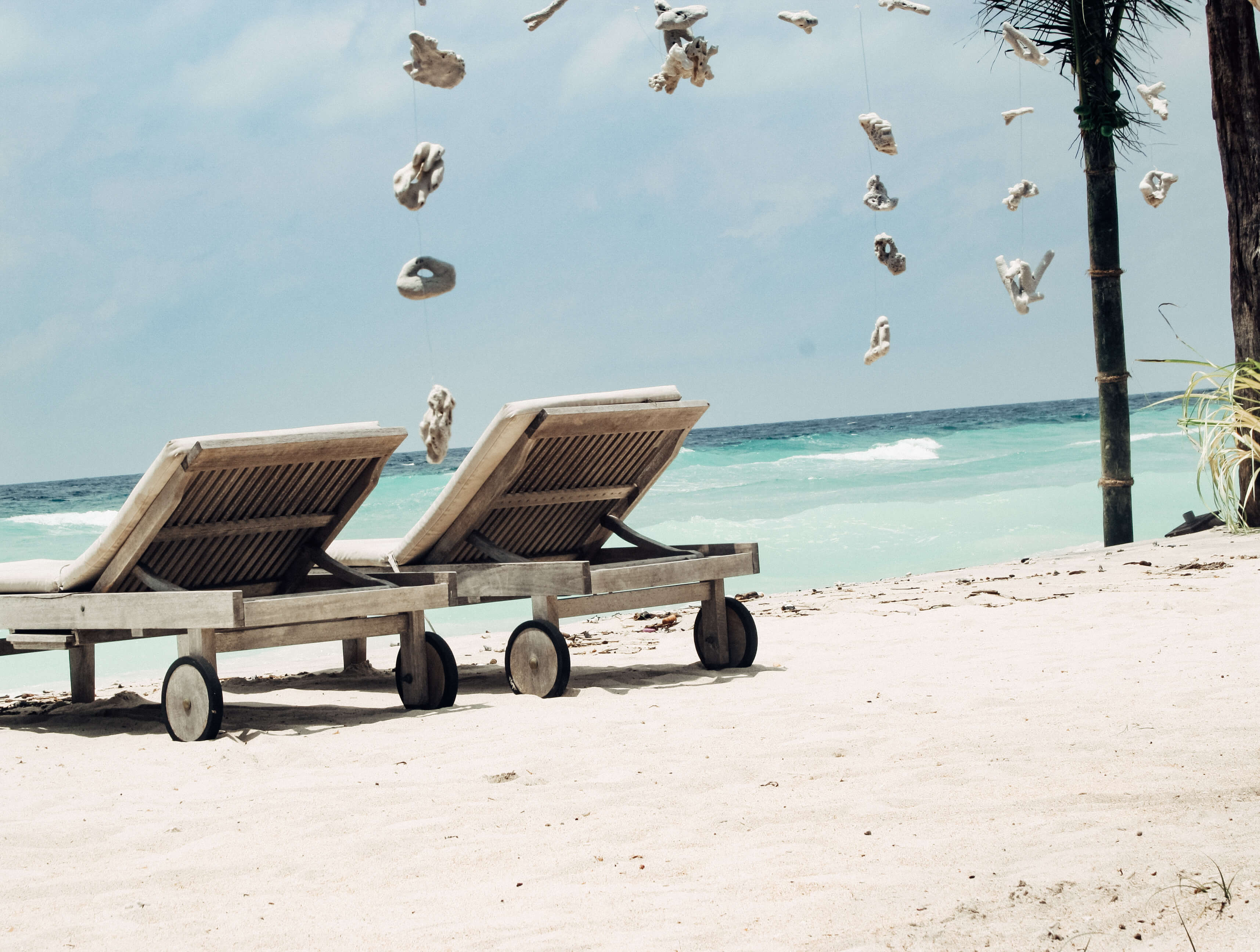 Beach chairs on Gill Islands Bali