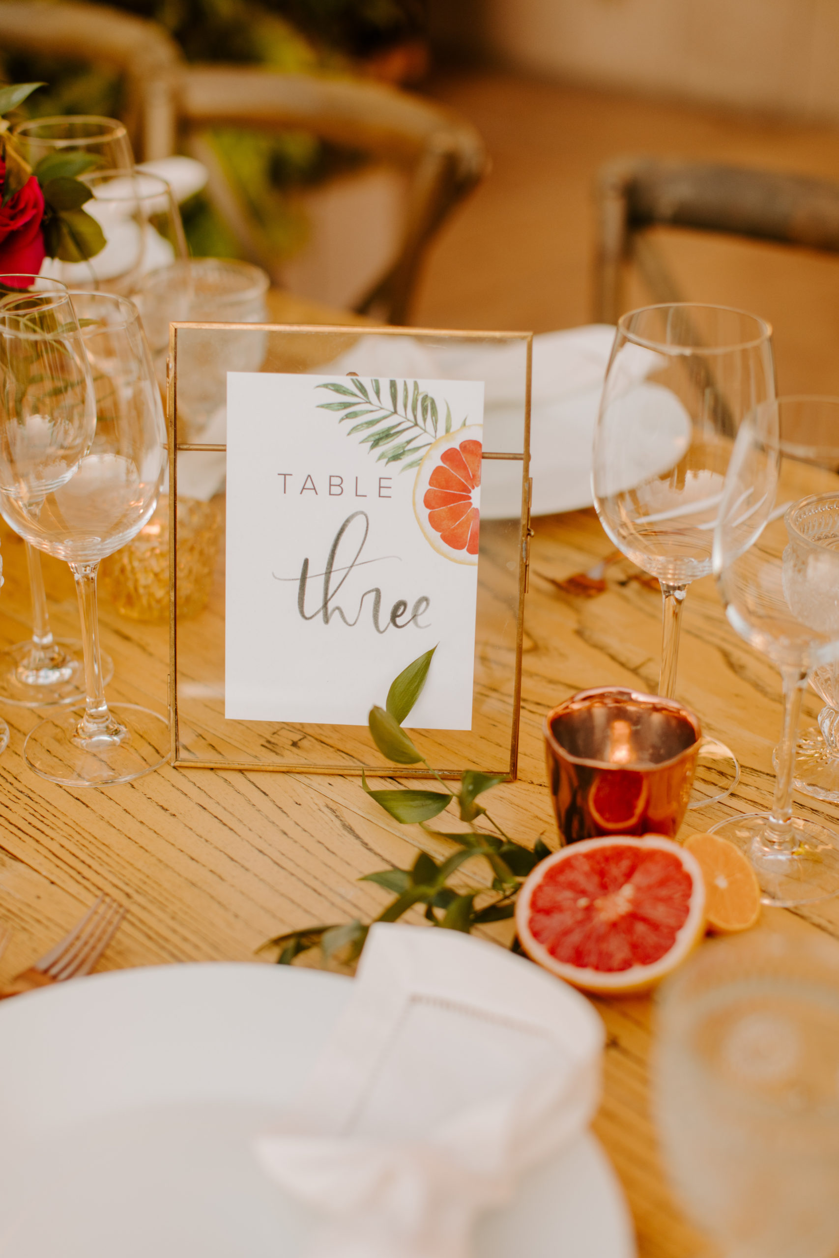 Citrus Themed Wedding Table Numbers